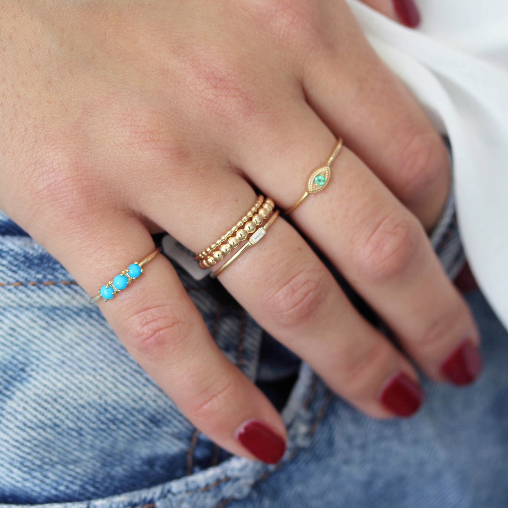 MEDIUM TRIO TURQUOISE RING