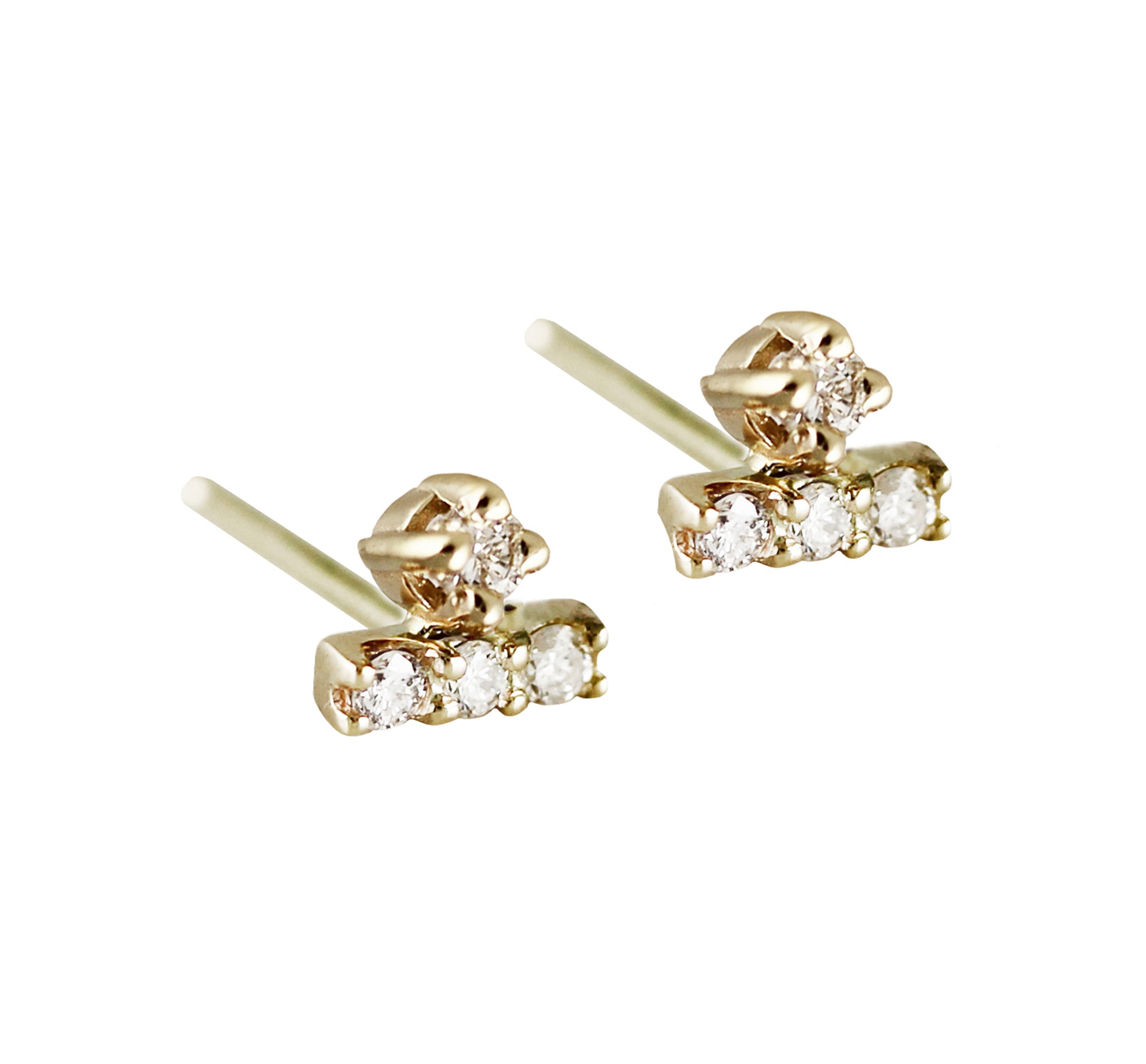 MINI DIAMOND PAVE BAR WITH DIAMOND ON TOP STUDS