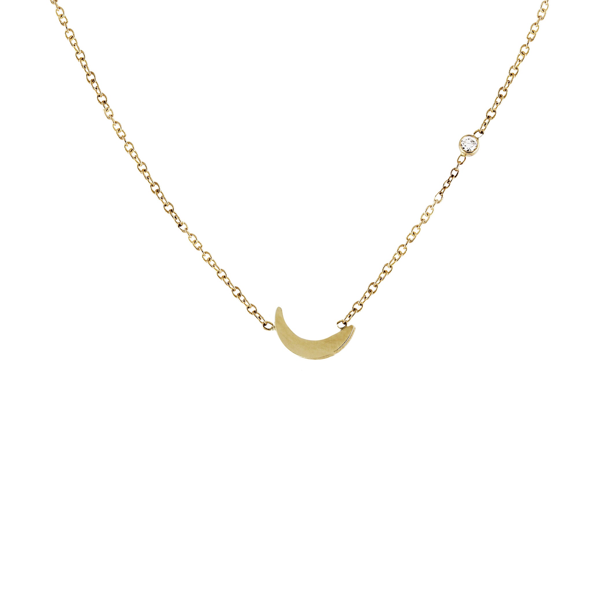 14K MOON AND DIAMOND NECKLACE