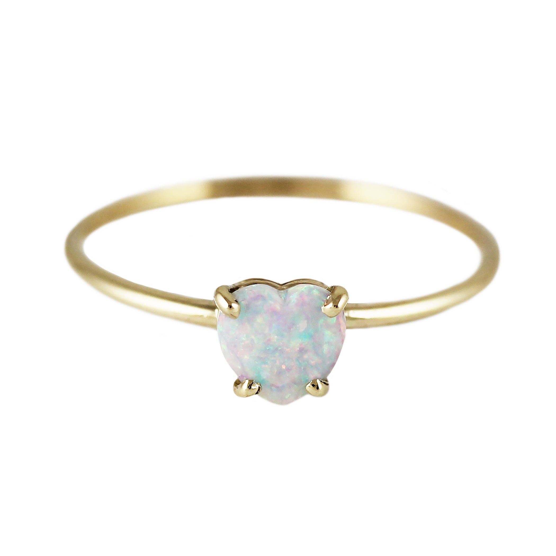 14K OPAL HEART RING