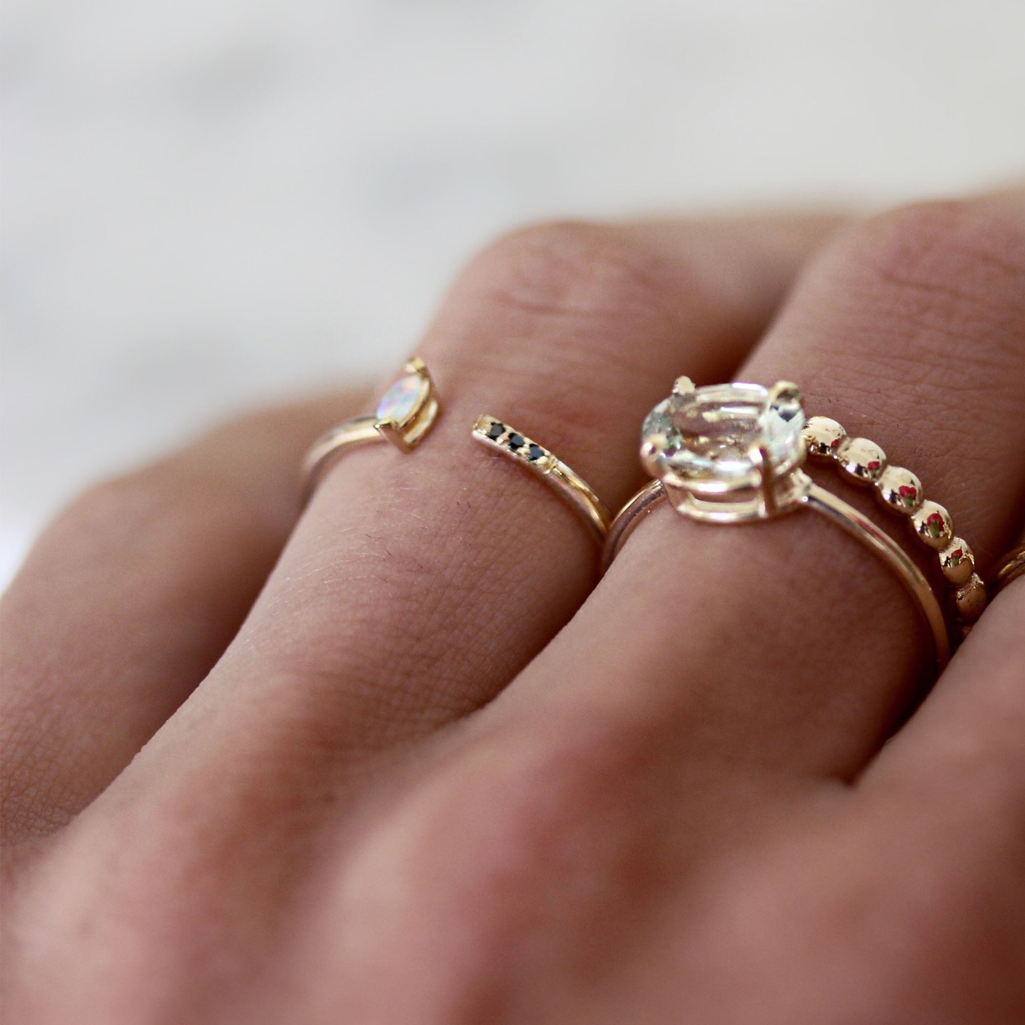 OPAL MARQUISE WITH PAVE CUFF RING