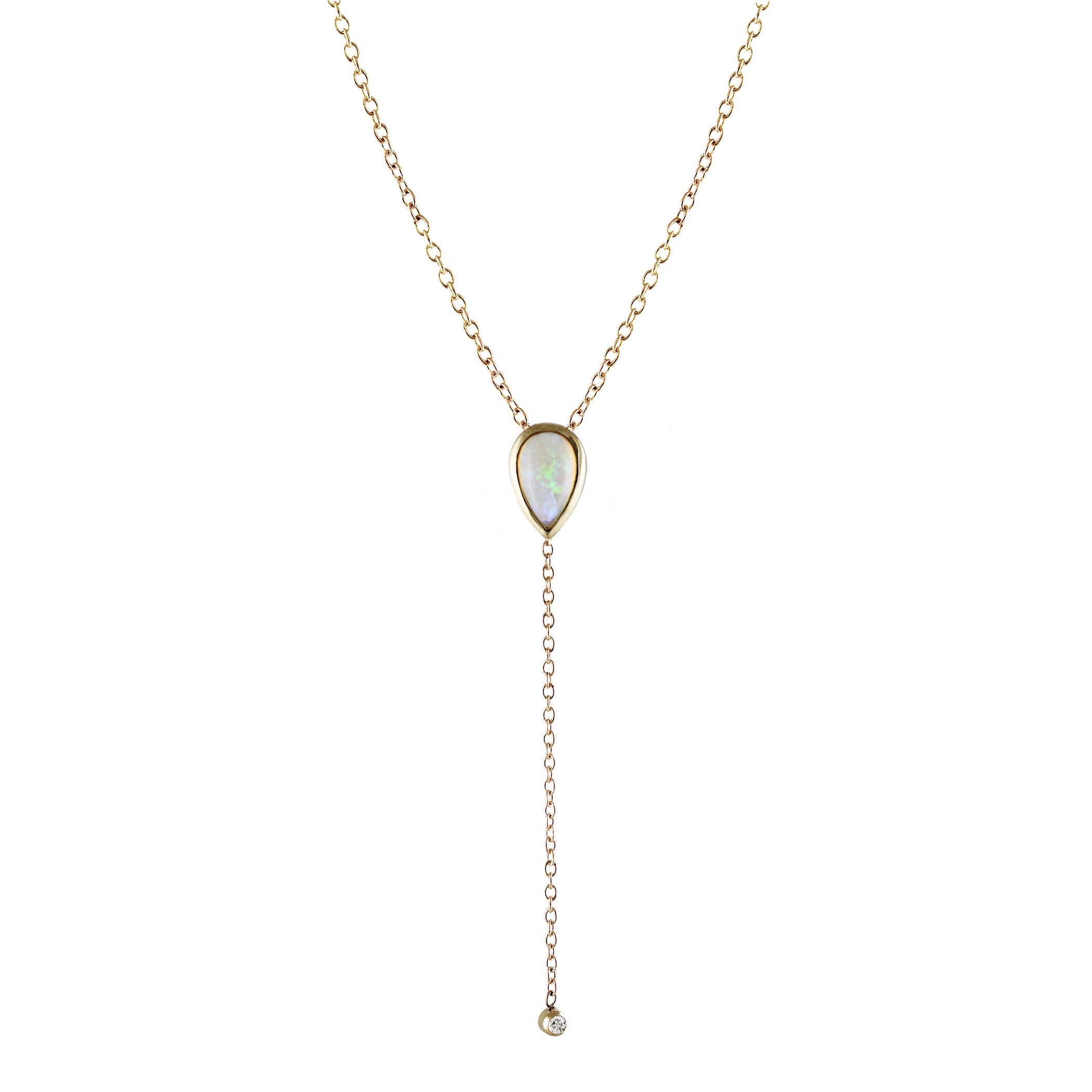 PEAR OPAL LARIAT WITH DIAMOND