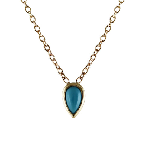 14K TURQUOISE ENAMEL STATION BEAD NECKLACE