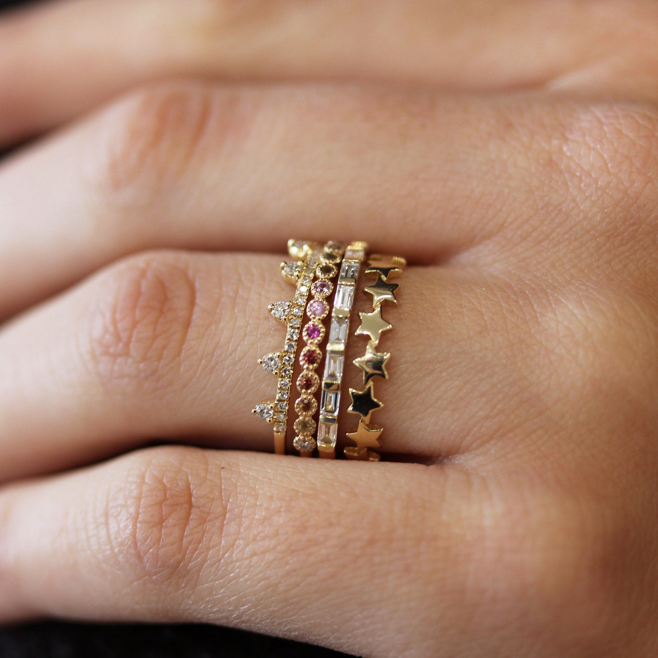 14K MULTI STARS STACKABLE RING