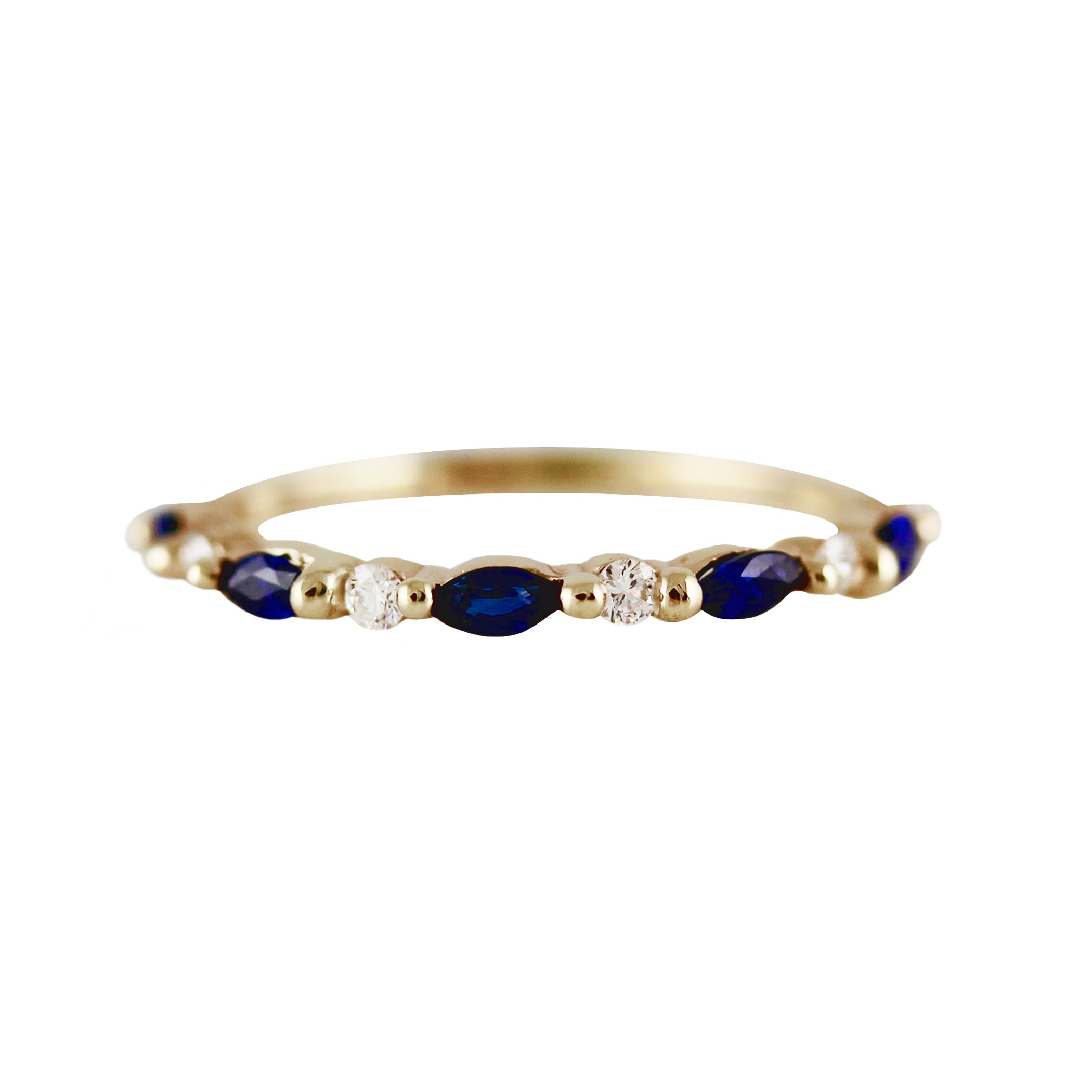 SAPPHIRE MARQUISE AND ROUND DIAMOND BAND