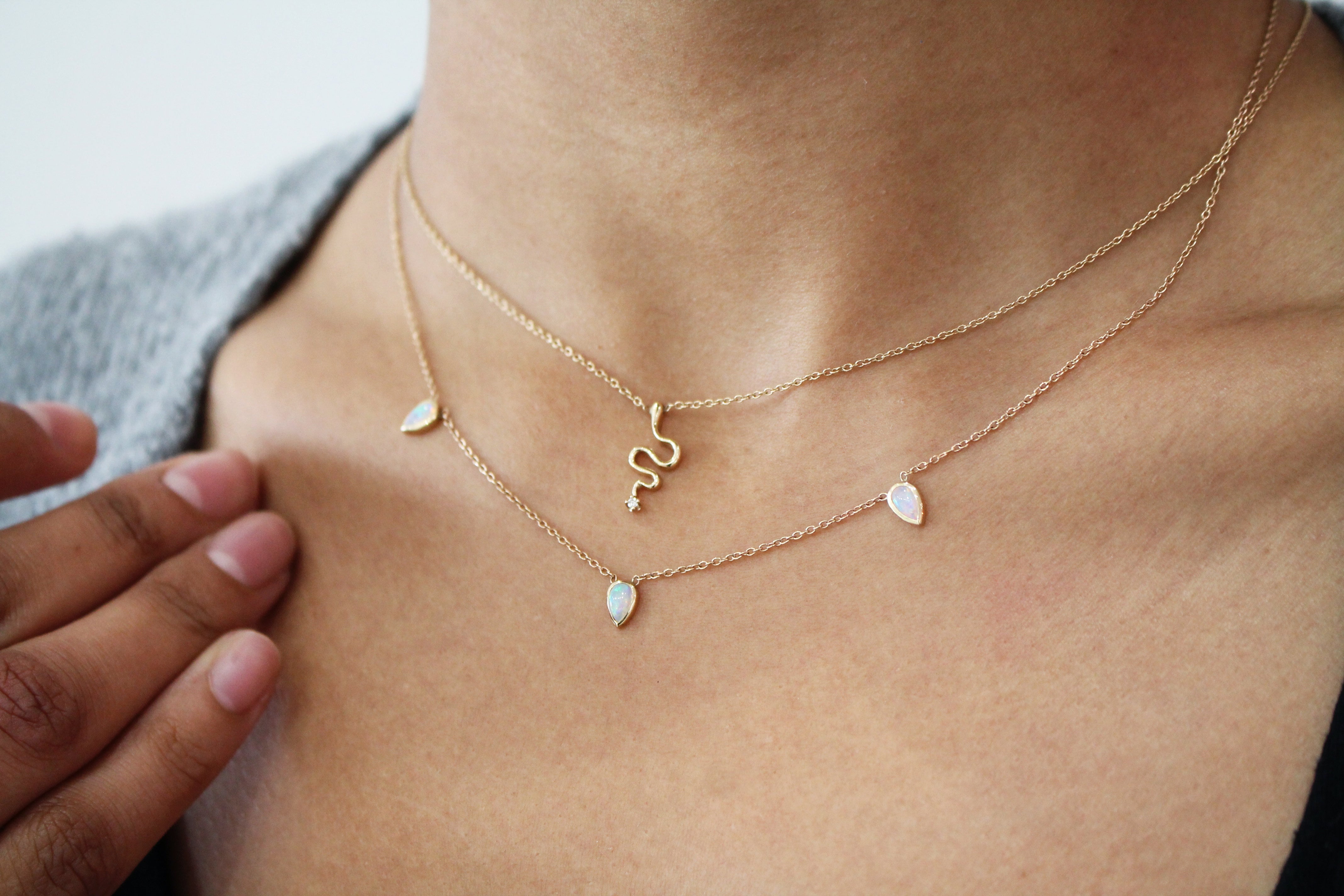OPAL PEAR TRIO NECKLACE