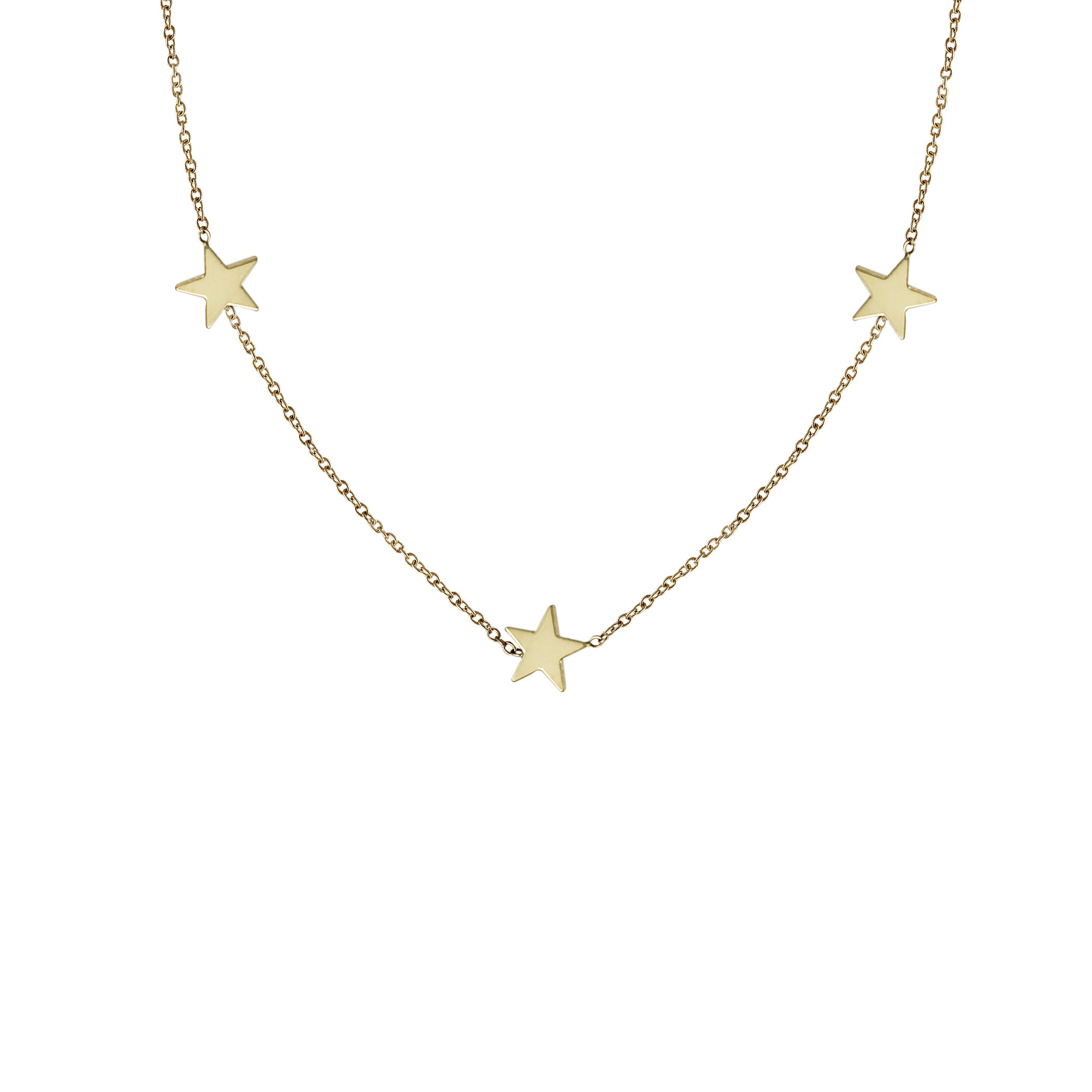 14K STAR TRIO NECKLACE