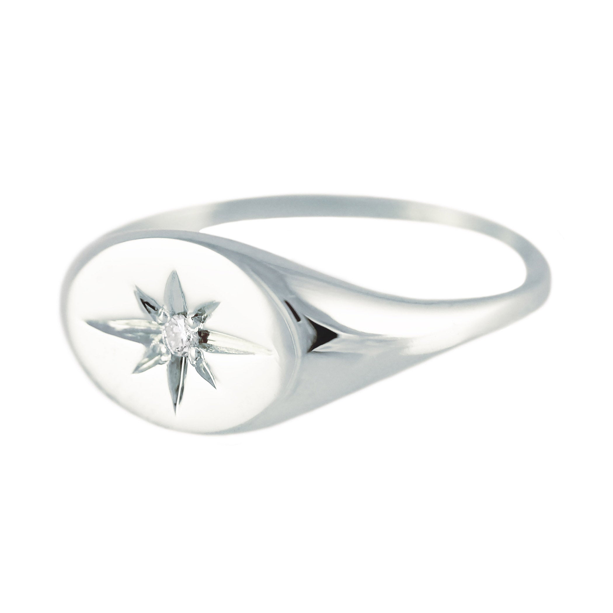 SILVER STARBURST SIGNET RING