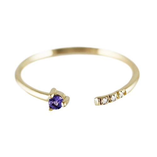 TANZANITE CUFF RING WITH PAVE