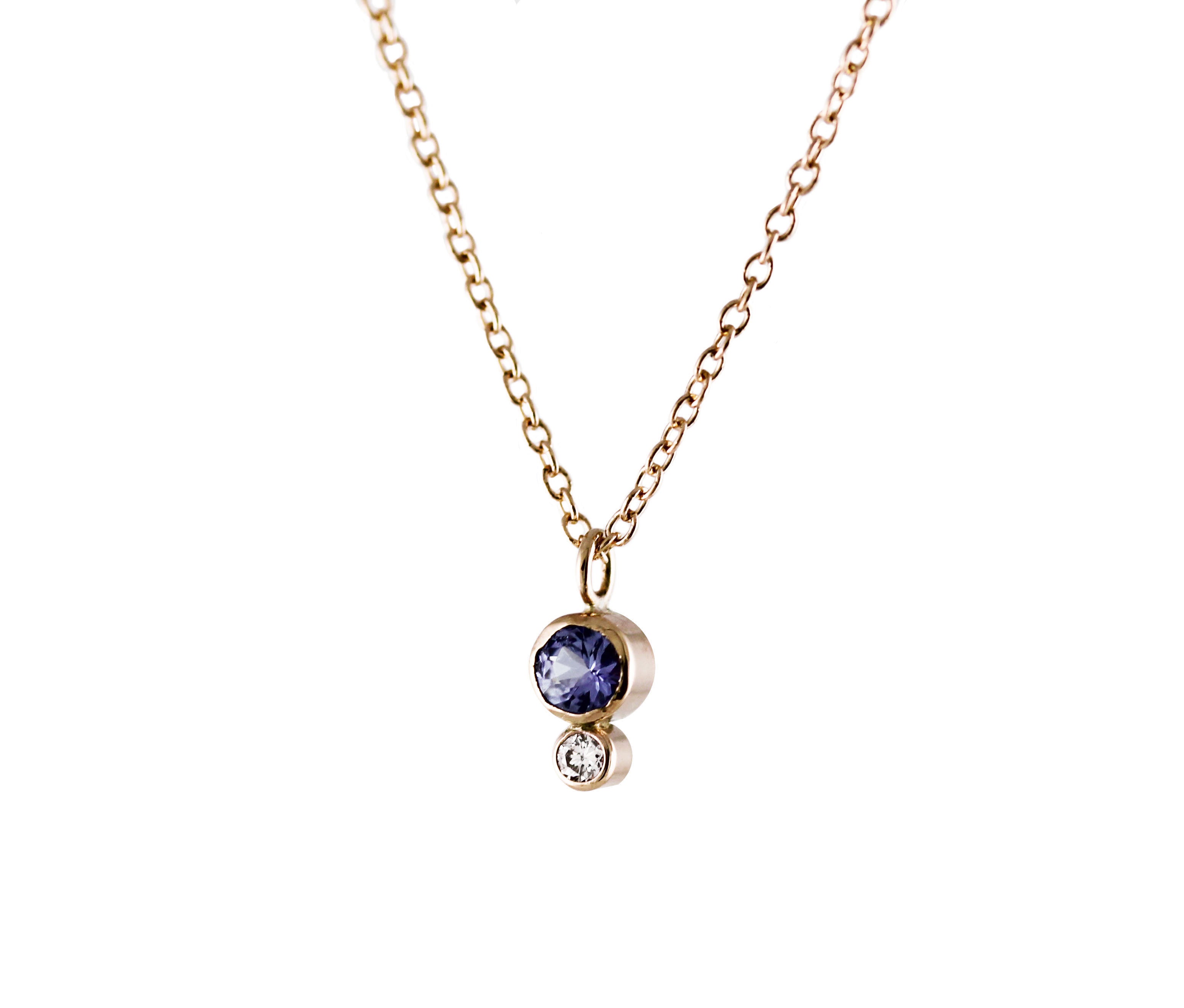 TANZANITE WITH WHITE DIAMOND NECKLACE