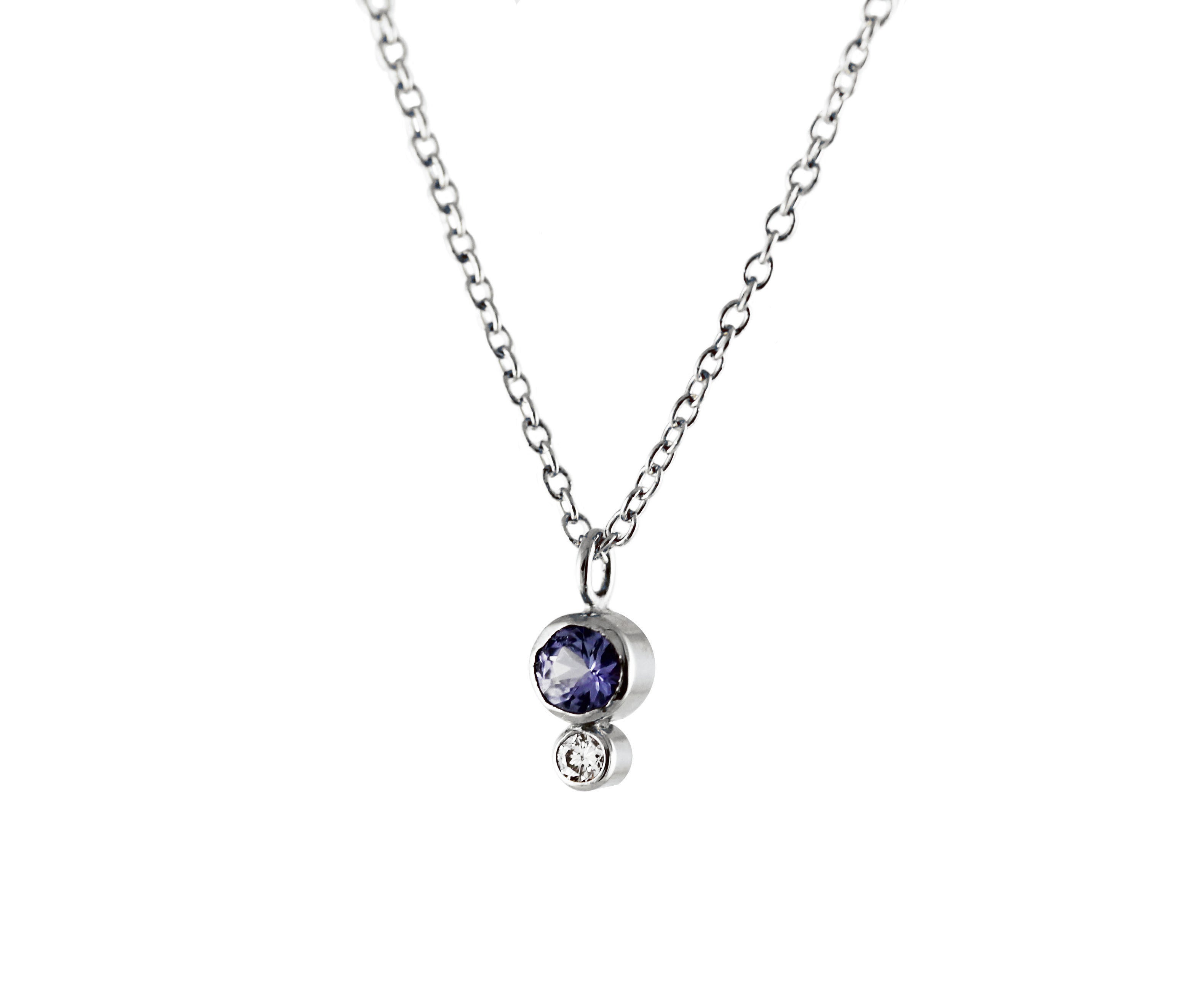 TANZANITE WITH WHITE DIAMOND NECKLACE