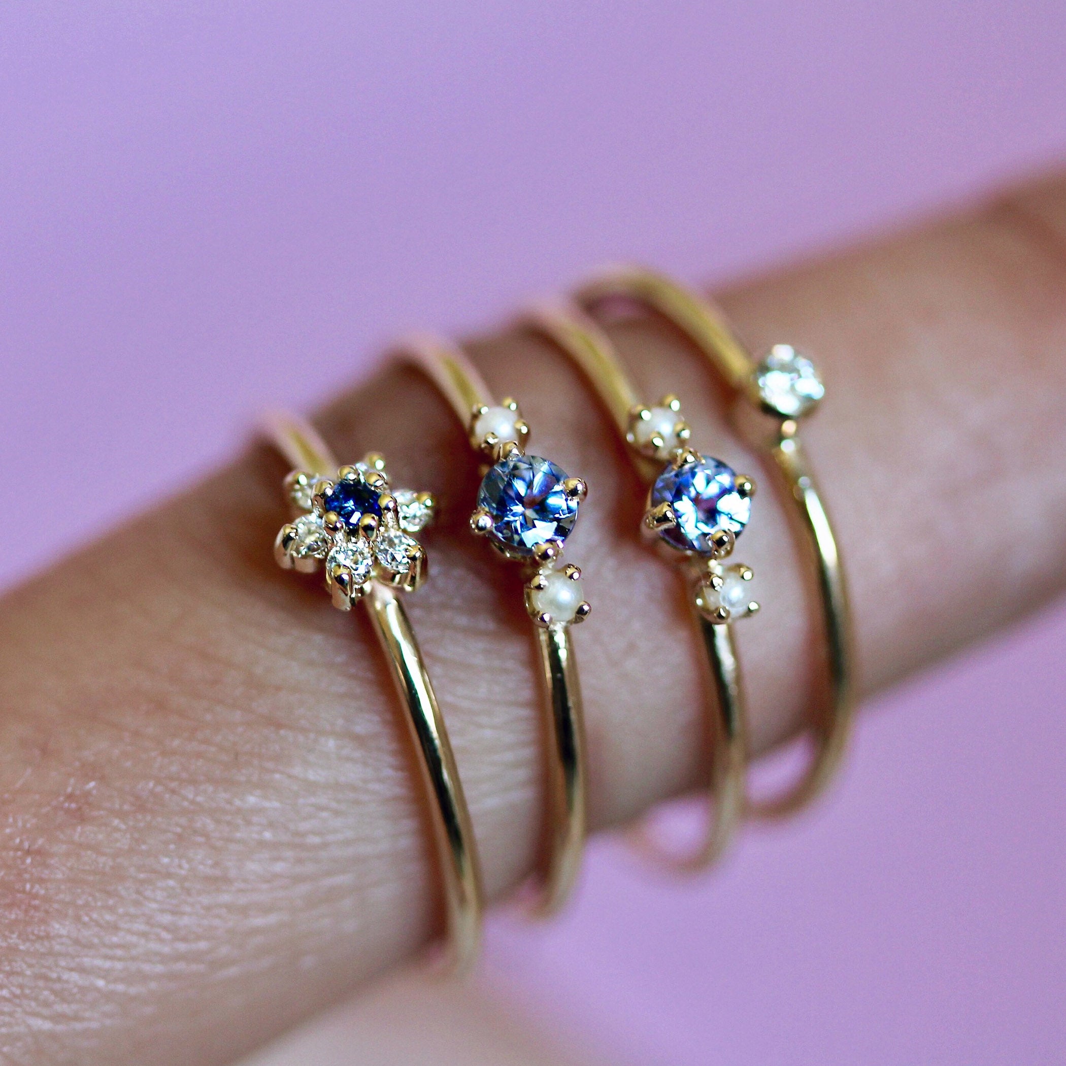 THEA TANZANITE WITH PEARLS RING