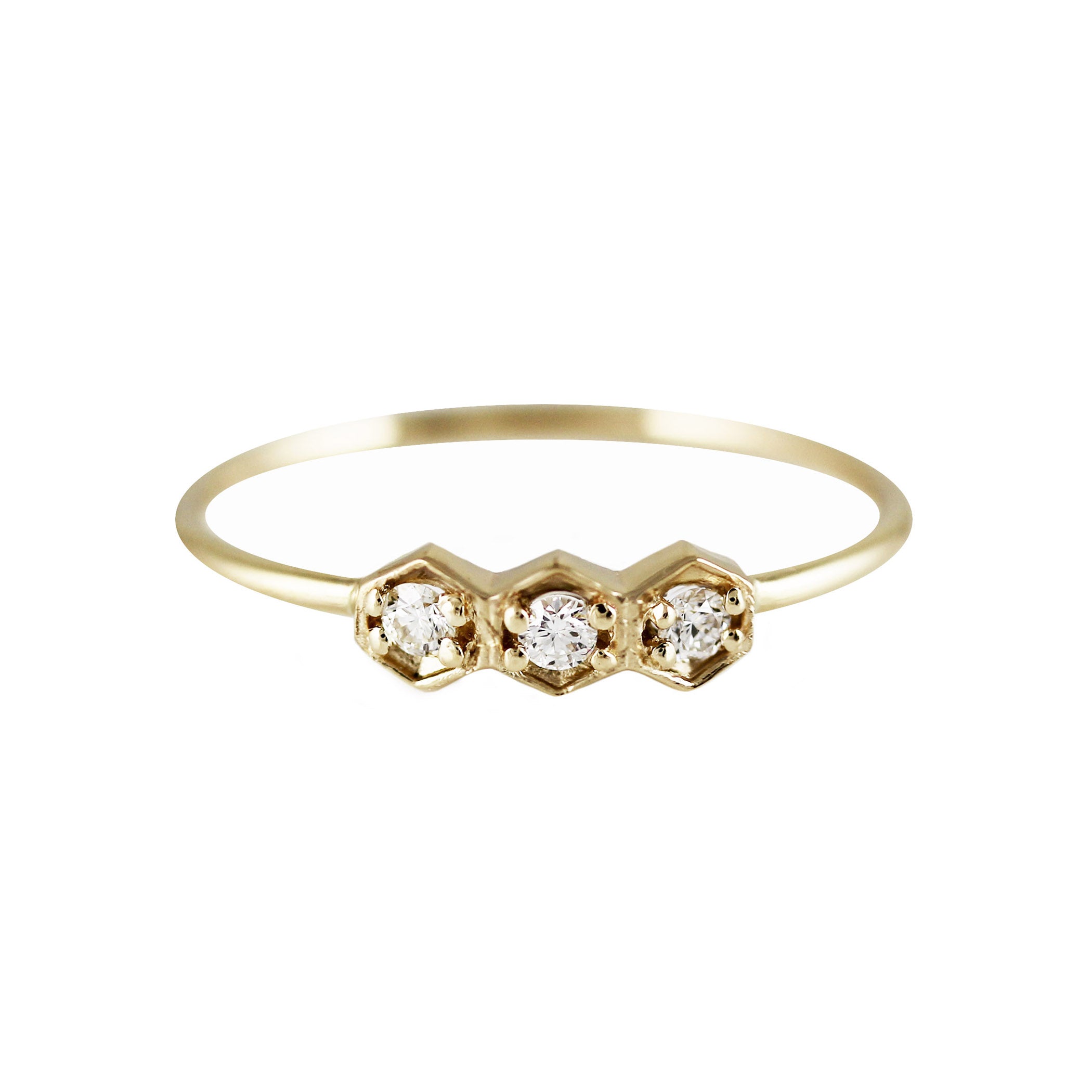 THREE HEXAGON DIAMOND RING