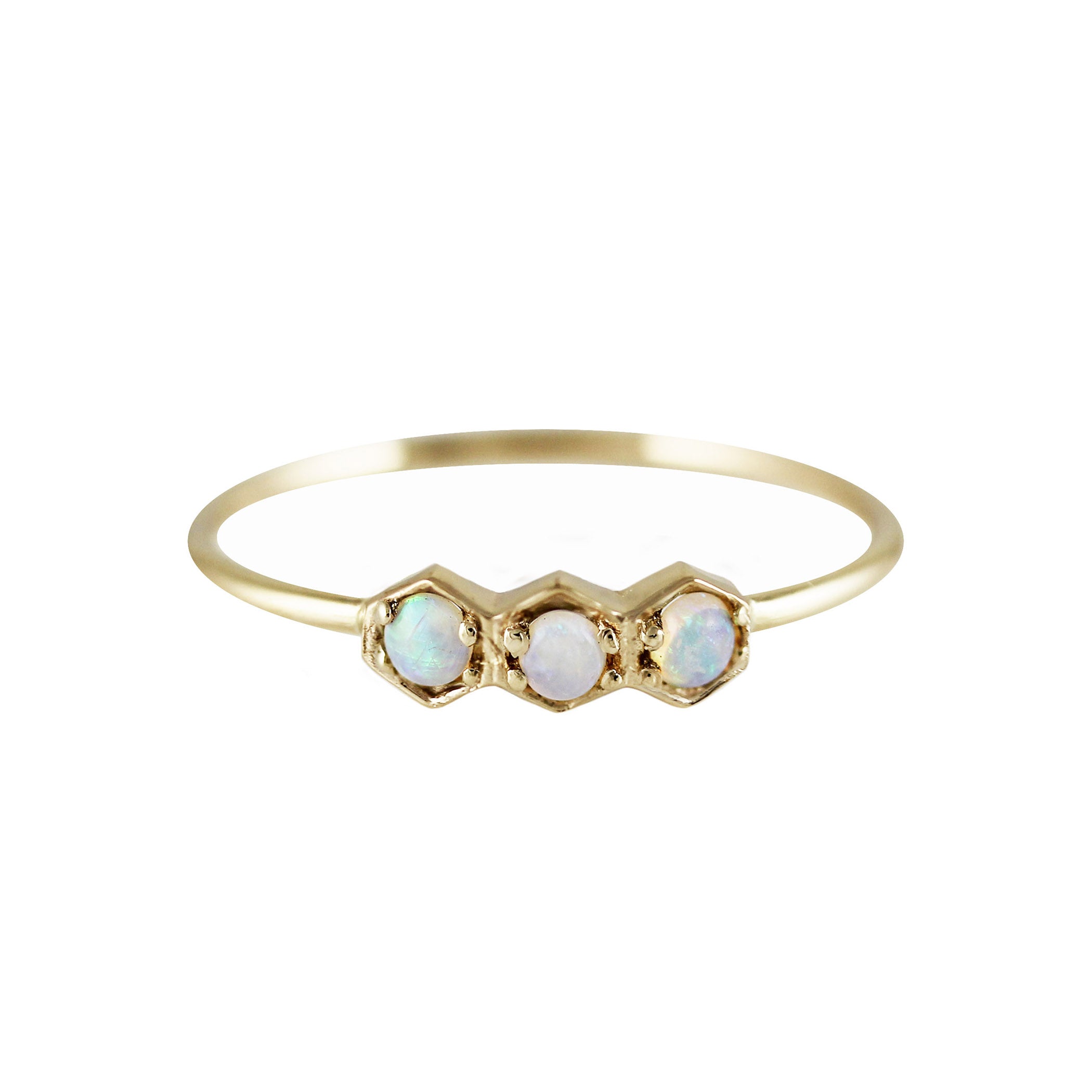 THREE HEXAGON OPAL RING
