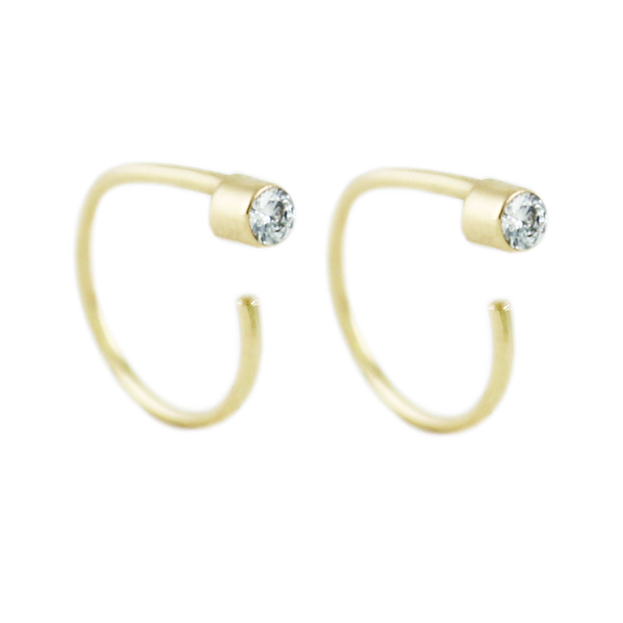 14K TINY DIAMOND HOOPS