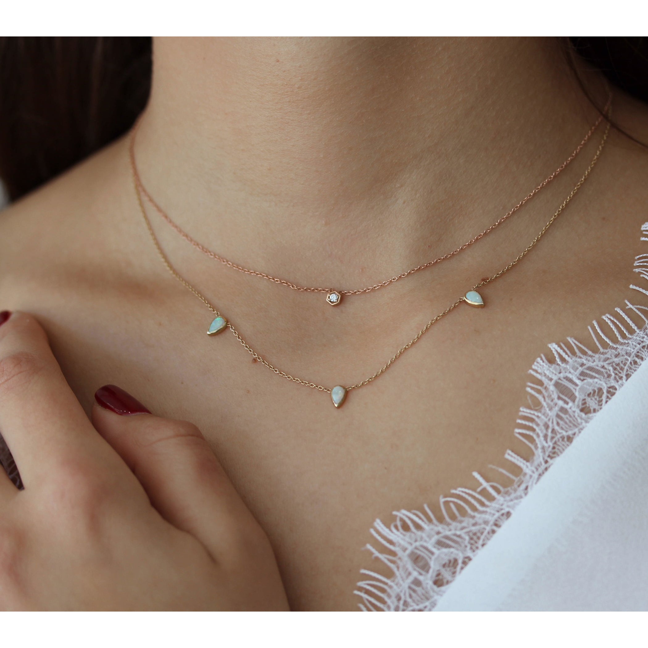 OPAL PEAR TRIO NECKLACE