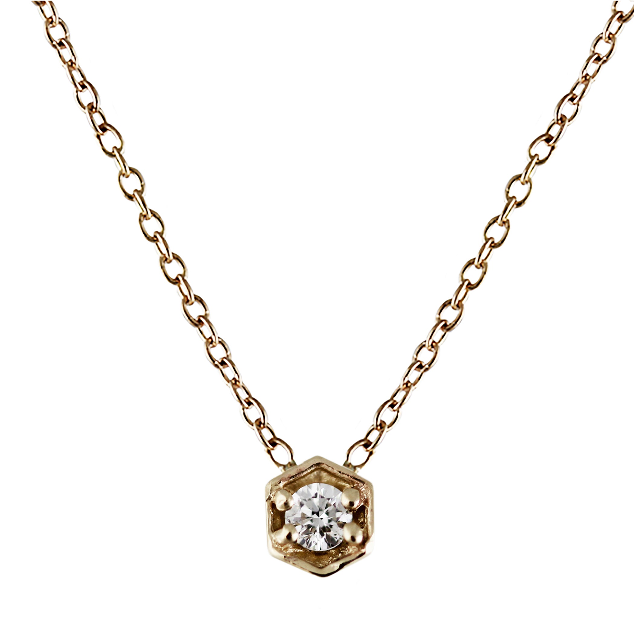 TINY HEXAGON WITH DIAMOND NECKLACE