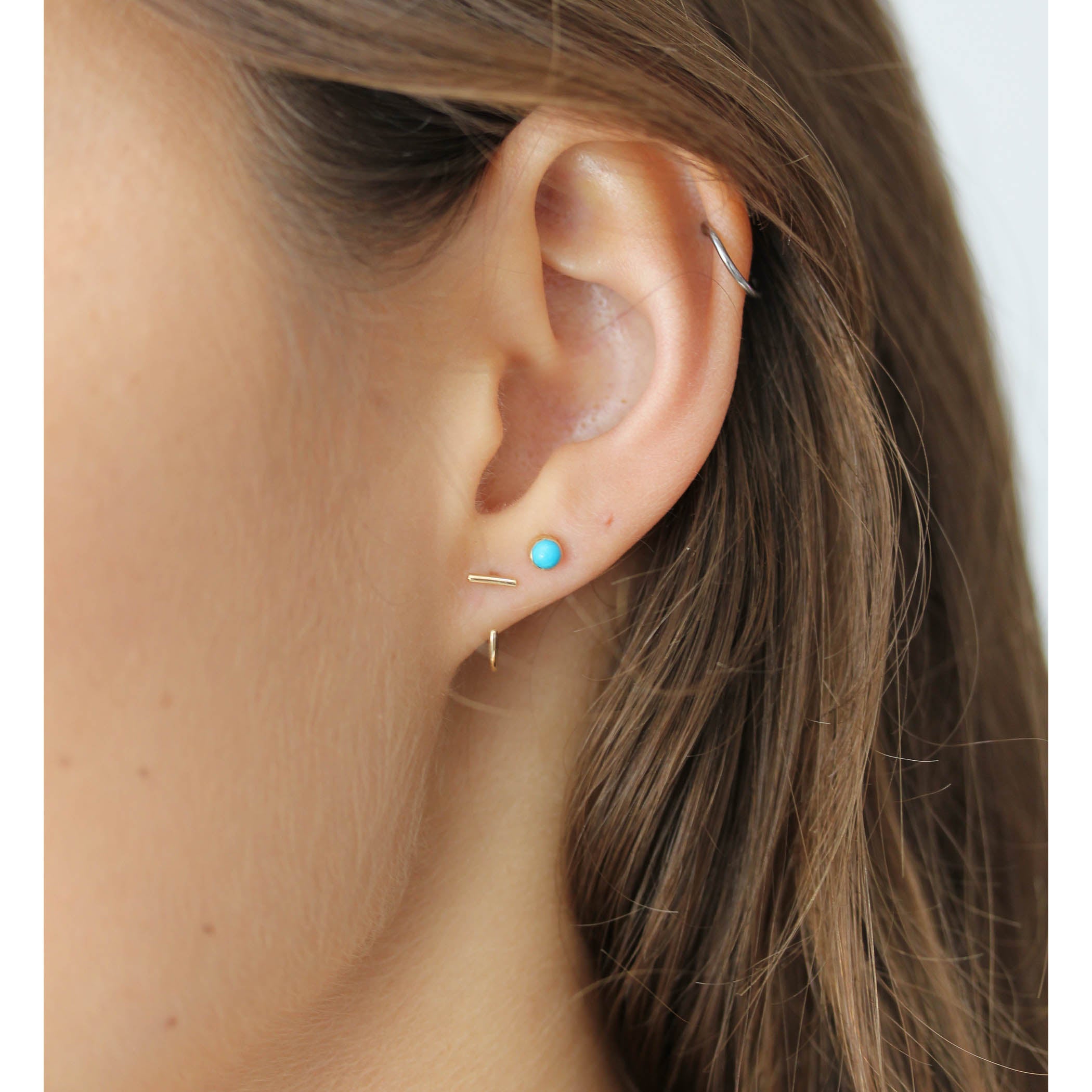 14K TINY STAPLE HOOPS