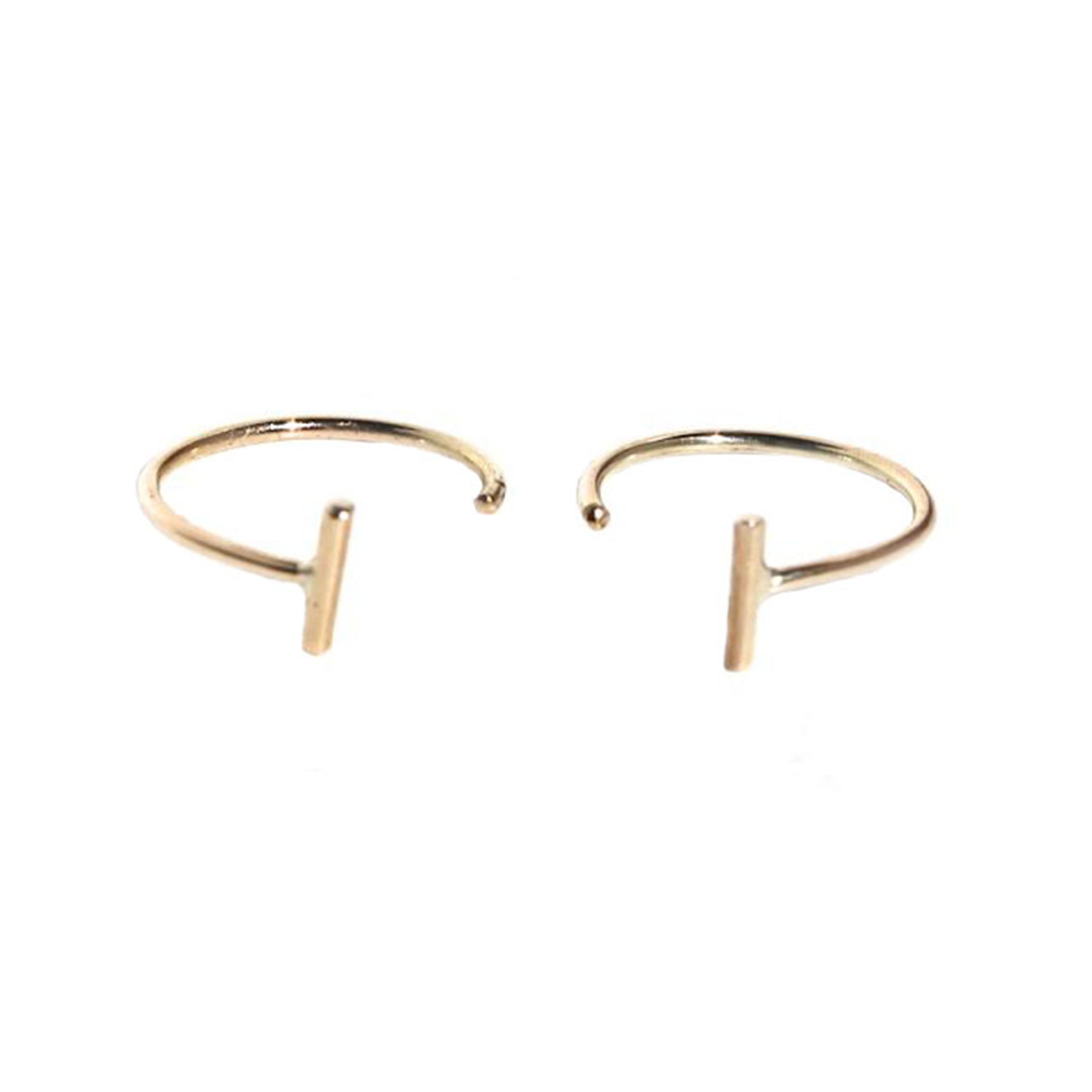 14K TINY STAPLE HOOPS