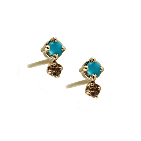 14K TINY TURQUOISE MARQUISE STUDS