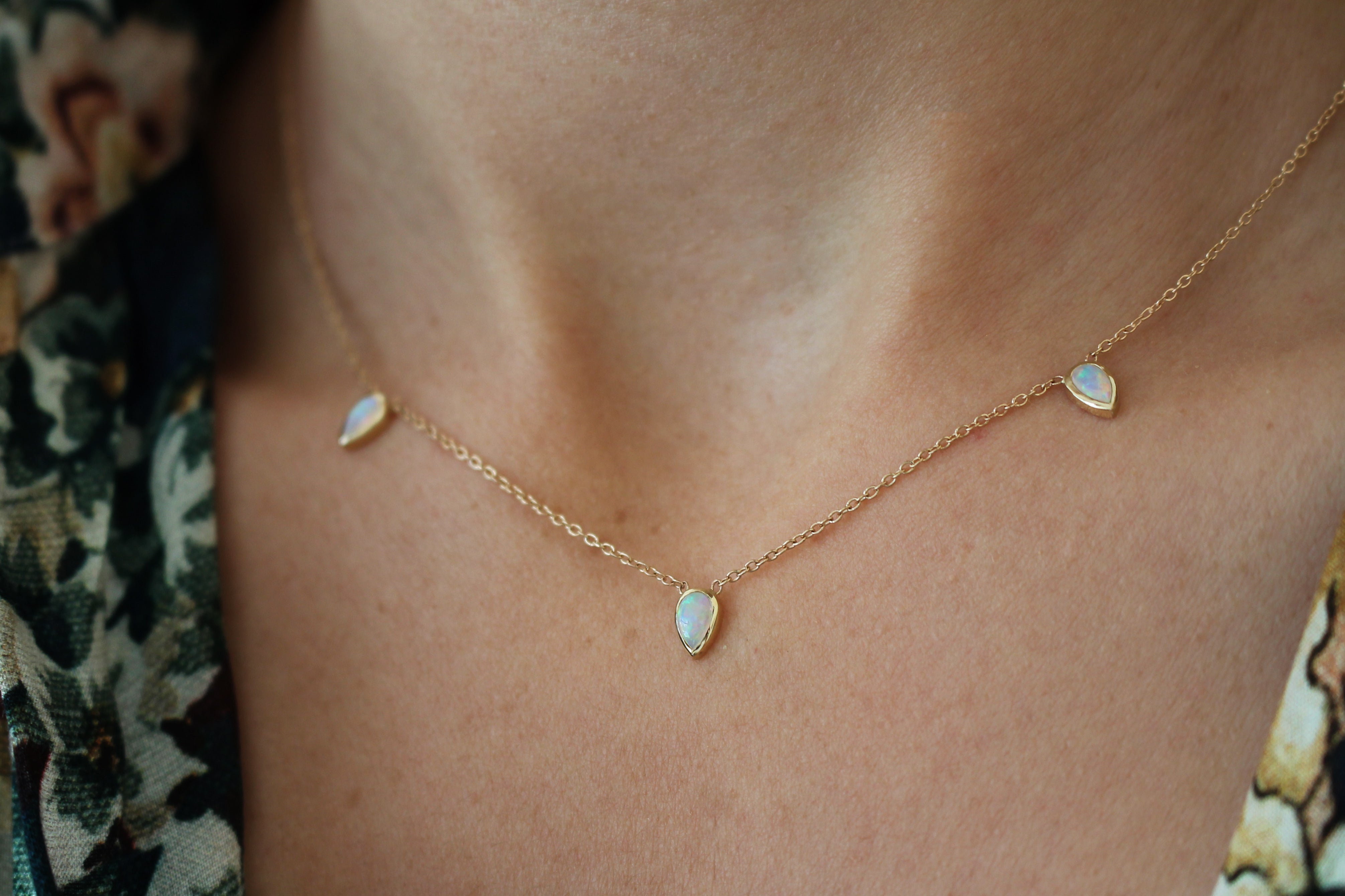 OPAL PEAR TRIO NECKLACE