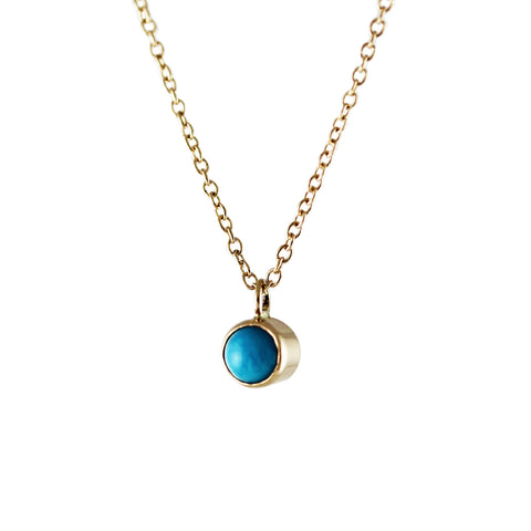 14K TURQUOISE ENAMEL STATION BEAD NECKLACE