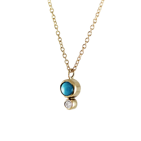 14K DIAMOND PAVE OPEN EVIL EYE WITH TURQUOISE NECKLACE