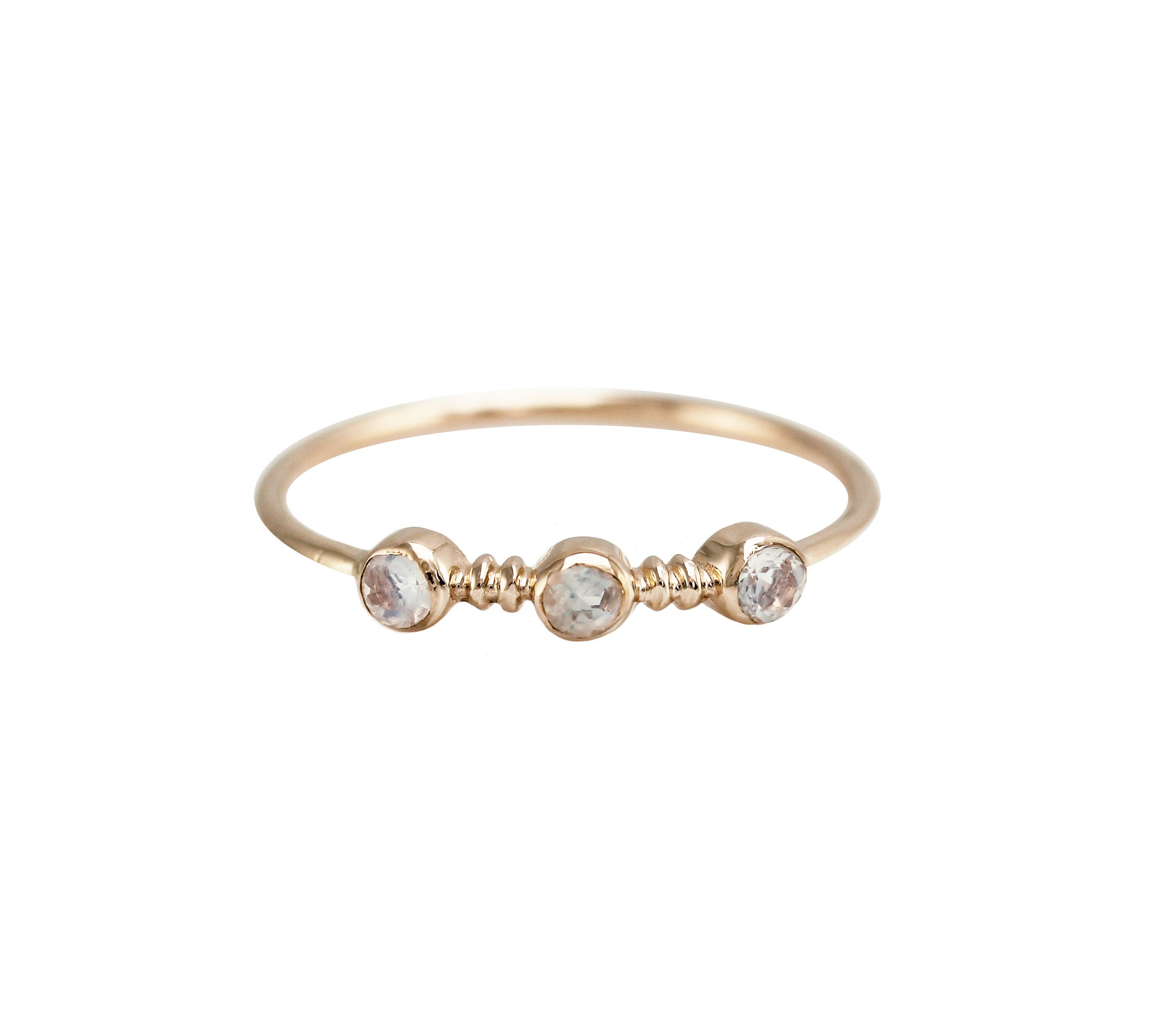 14K TWIST TRIO MOONSTONE RING