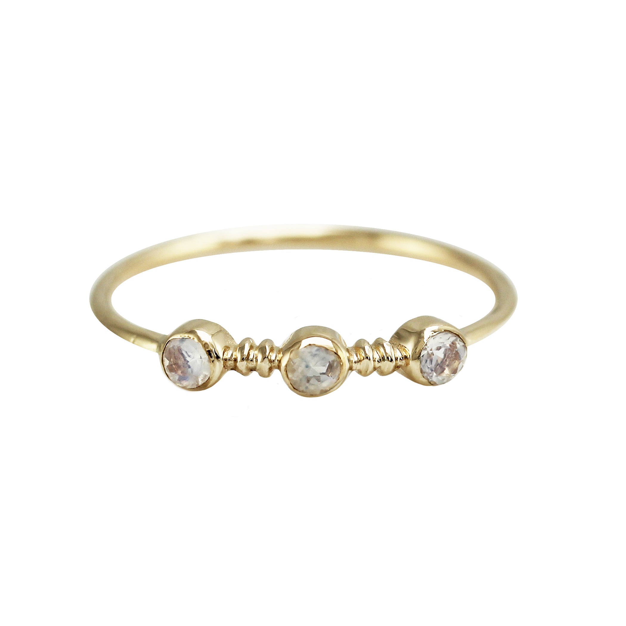 14K TWIST TRIO MOONSTONE RING