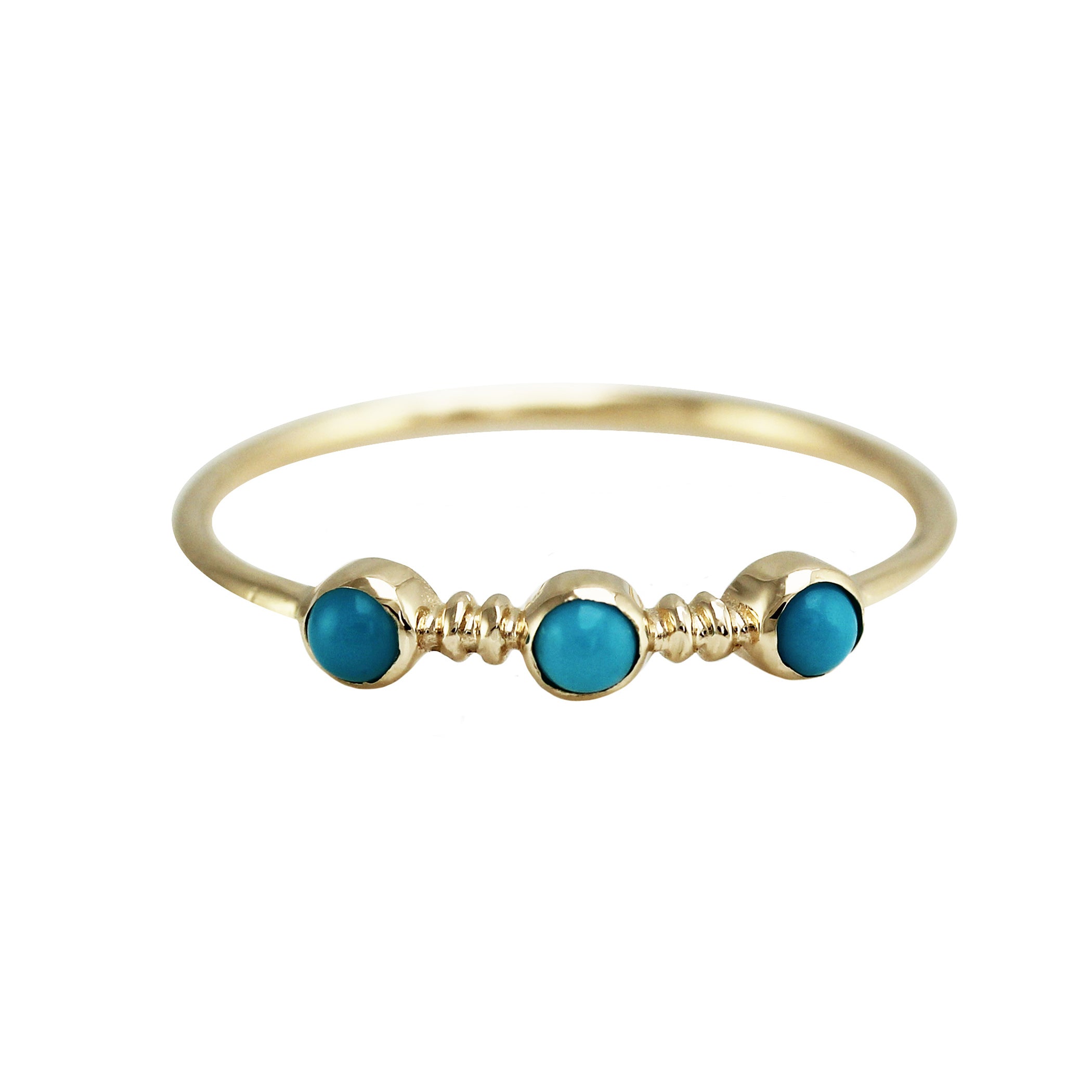 14K TWIST TURQUOISE TRIO RING