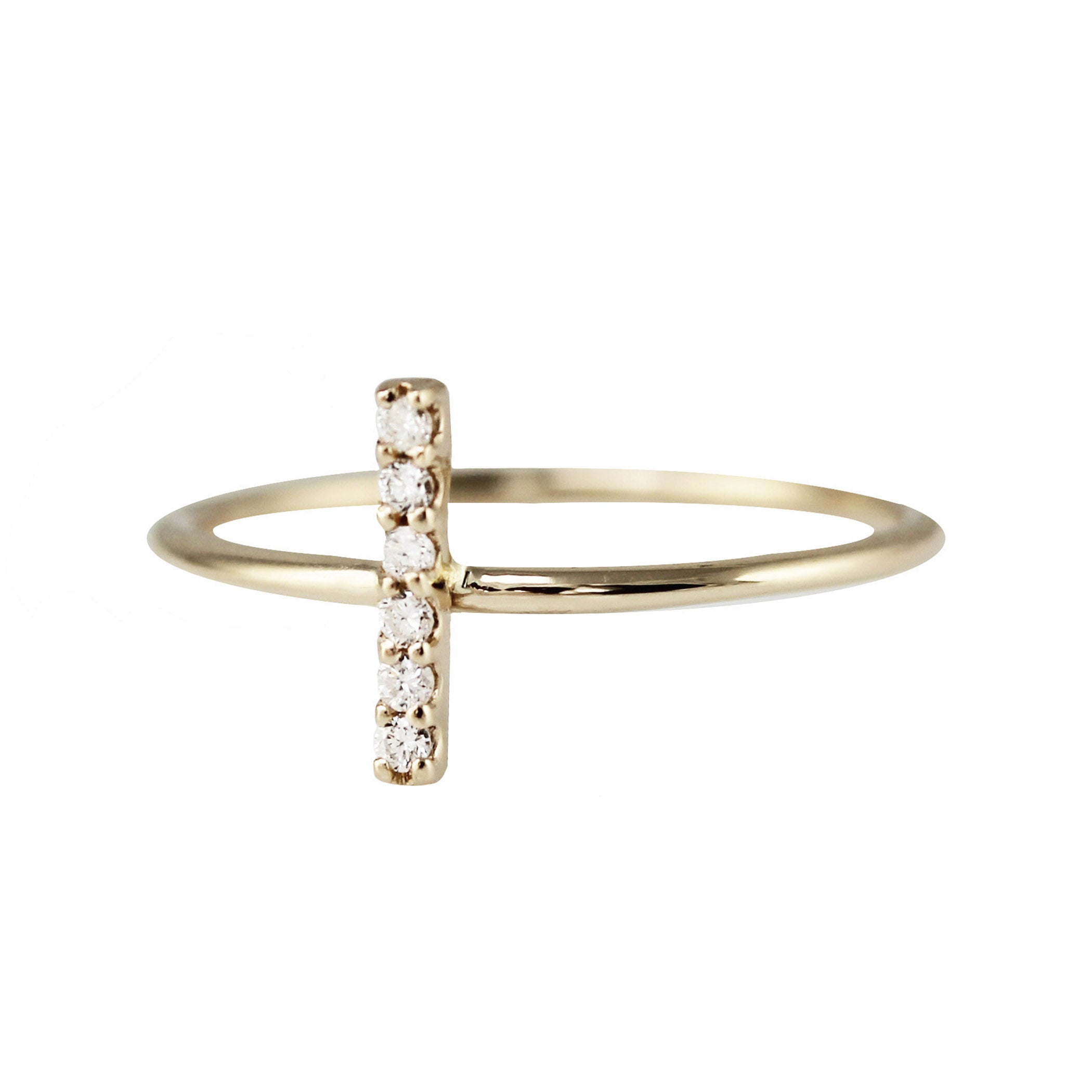 VERTICAL DIAMOND BAR RING