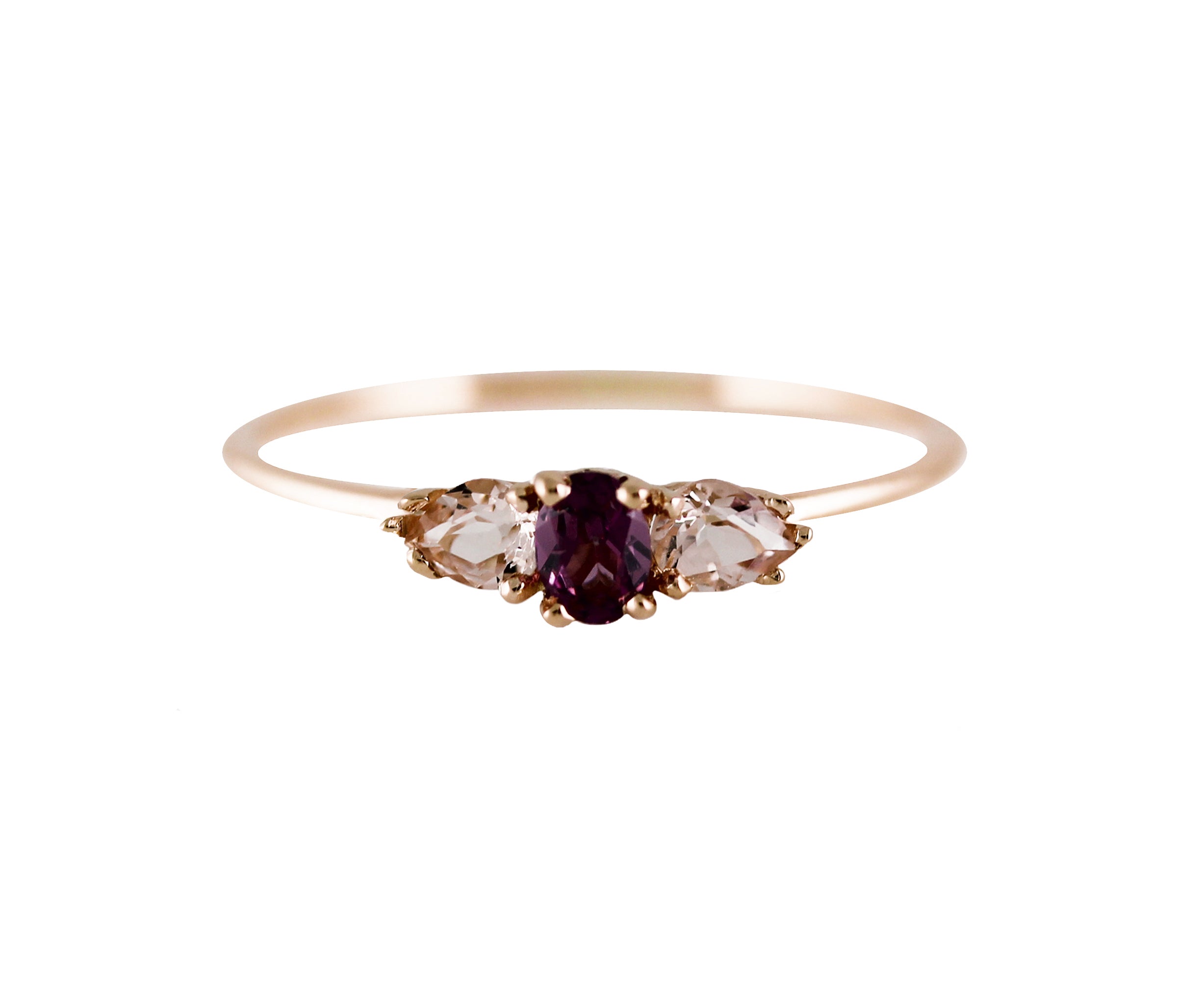 VIOLET GARNET WITH MORGANITE PETALS RING