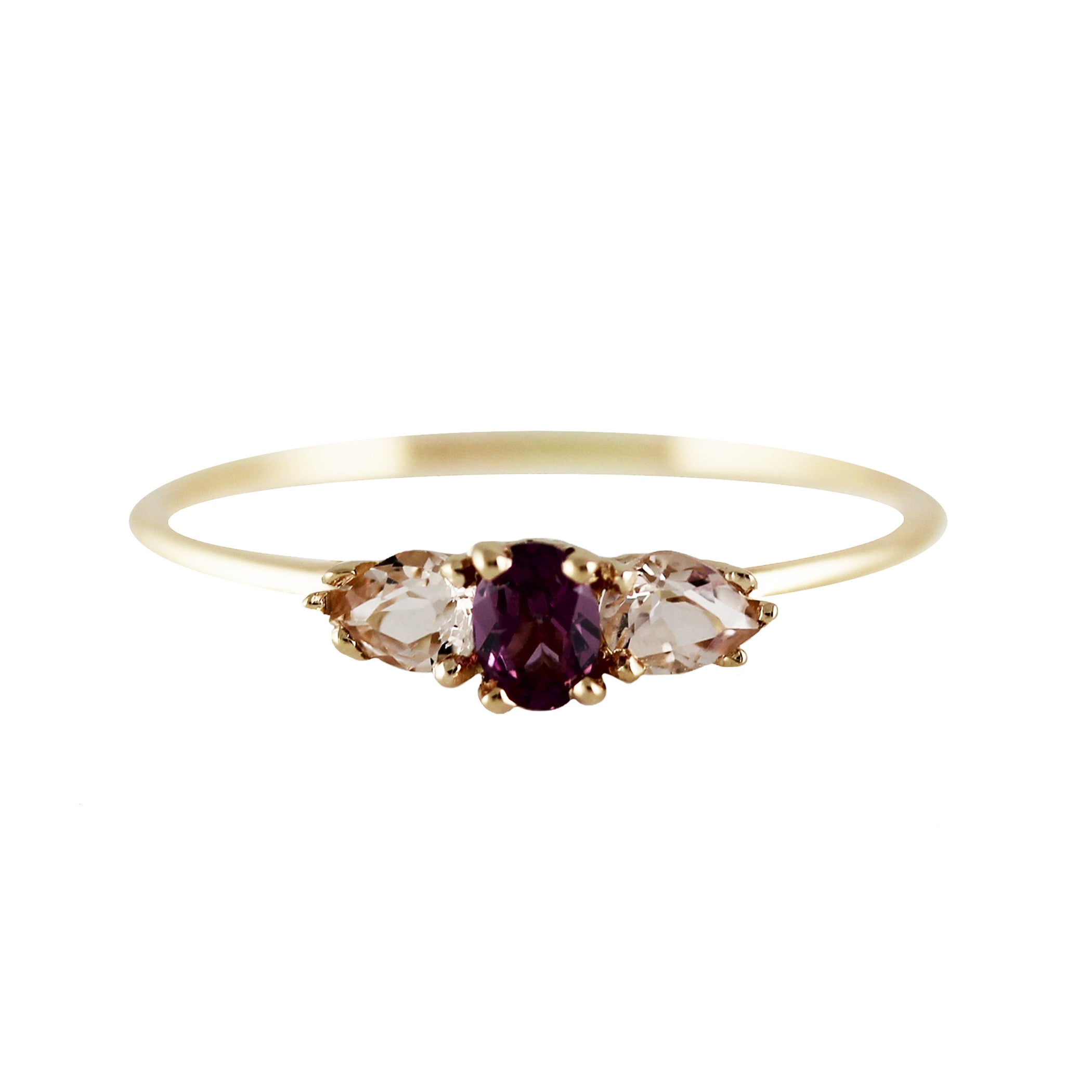 VIOLET GARNET WITH MORGANITE PETALS RING