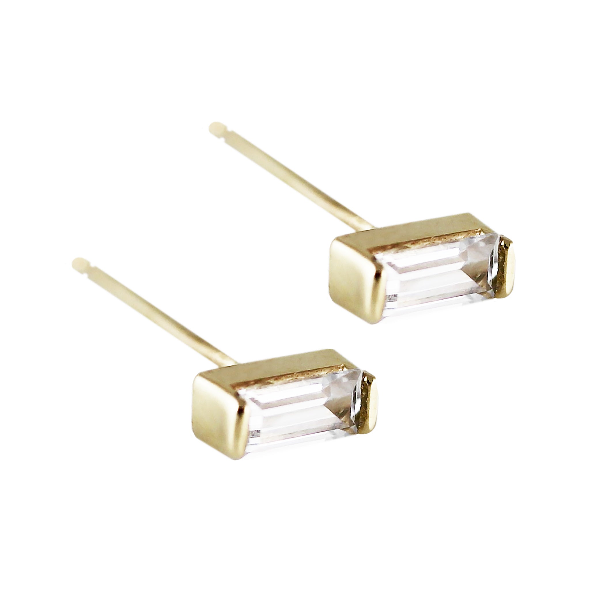 WHITE SAPPHIRE BAGUETTE STUDS