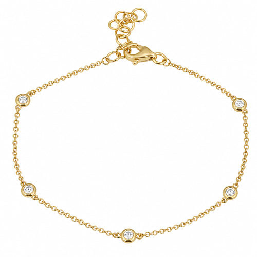 14K 5 DIAMOND STATION BRACELET