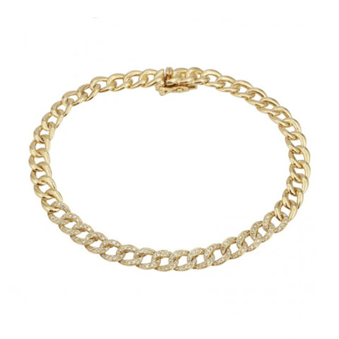 14K FIVE DIAMOND PAVE HEARTS BRACELET