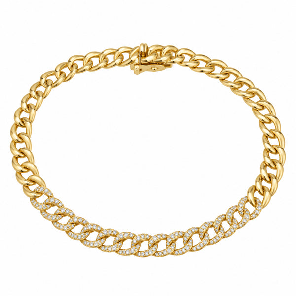 14K DIAMOND CUBAN LINK BRACELET