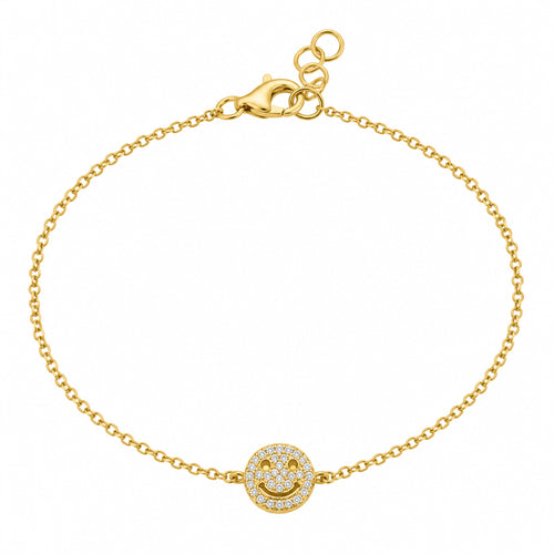 14K DIAMOND PAVE HAPPY FACE BRACELET