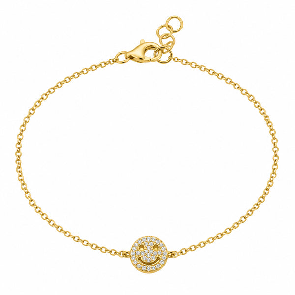 14K DIAMOND PAVE HAPPY FACE BRACELET