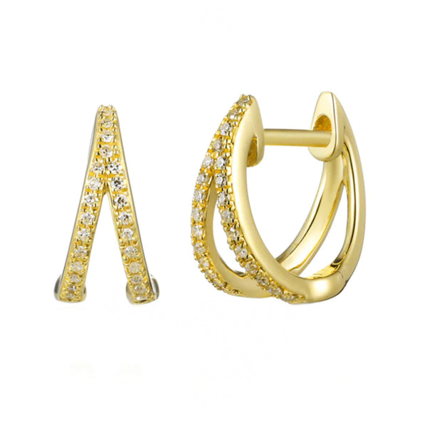 14K DIAMOND PAVE "V" HUGGIES