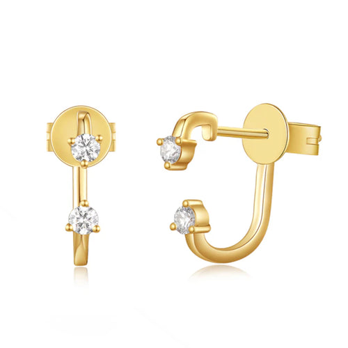 14K DIAMOND STUD WITH SINGLE DIAMOND JACKET EARRINGS