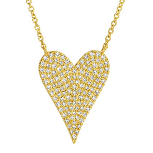 14K LARGE DIAMOND PAVE POINTY HEART NECKLACE