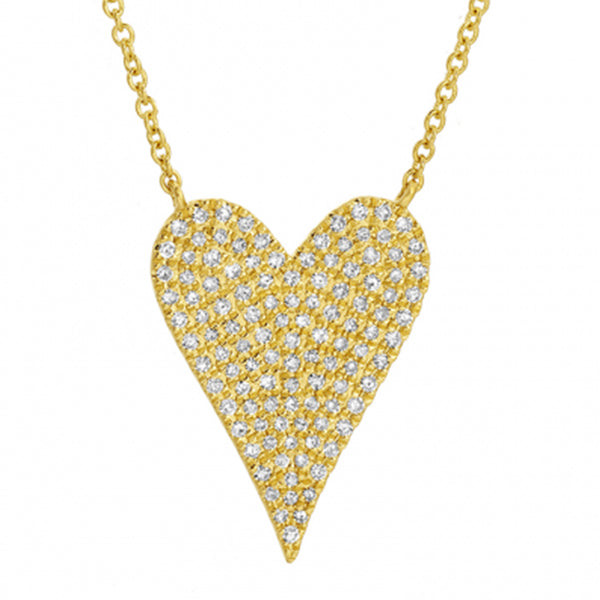 14K LARGE DIAMOND PAVE POINTY HEART NECKLACE