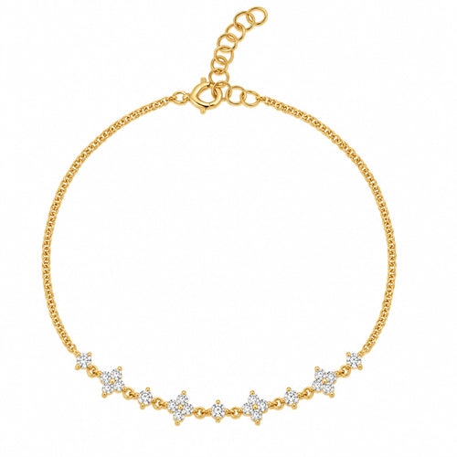 14K LINKED DIAMOND CLOVER BRACELET