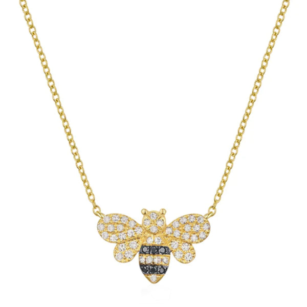 14K MEDIUM DIAMOND PAVE BEE NECKLACE
