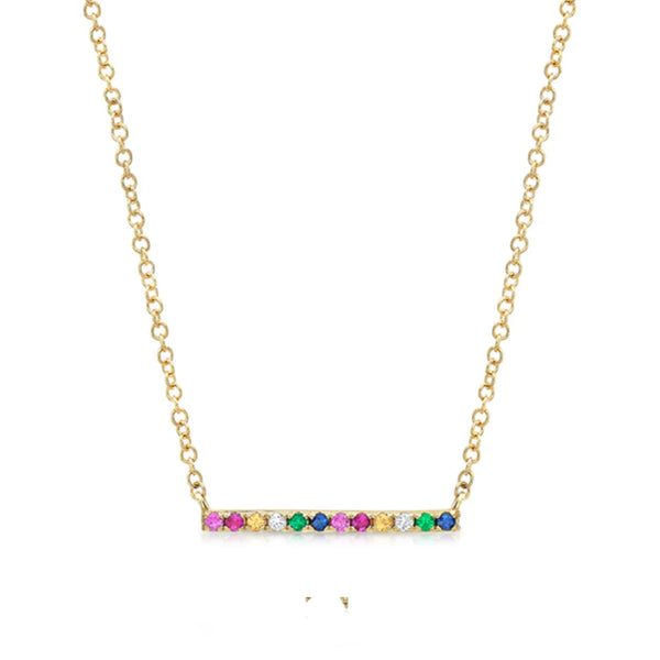 14K MEDIUM RAINBOW BAR NECKLACE