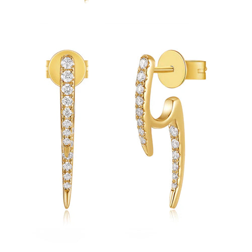 14K THICK DIAMOND PAVE DOUBLE LOOP EARRINGS
