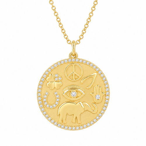 14K DIAMOND PAVE LUCKY COIN NECKLACE