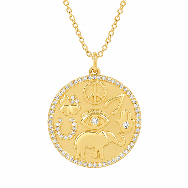 14K DIAMOND PAVE LUCKY COIN NECKLACE