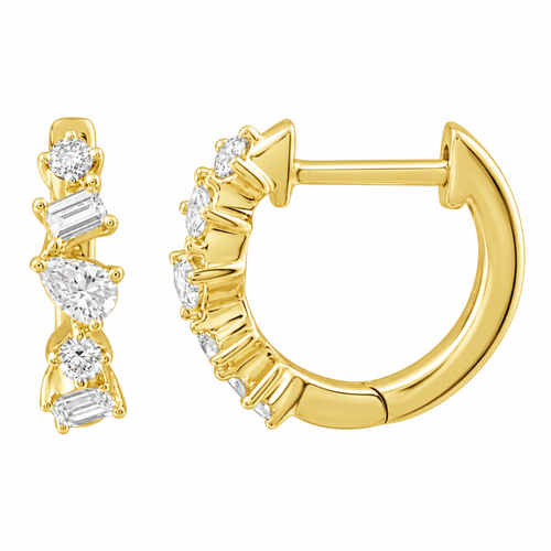 14K MULTI DIAMOND HUGGIES